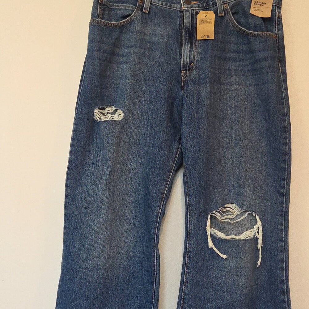 Levi's Blue  NWT ‘94 Baggy Boot Cut Jeans with Distressed Detail